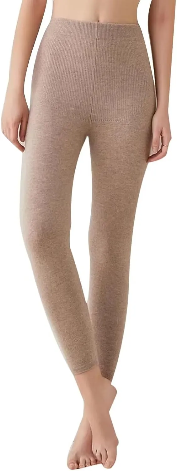 100% Cashmere Thermal Bottoms Women Long Johns Base Layer Leggings Thermal Pant for Skiing, Hiking, Running
