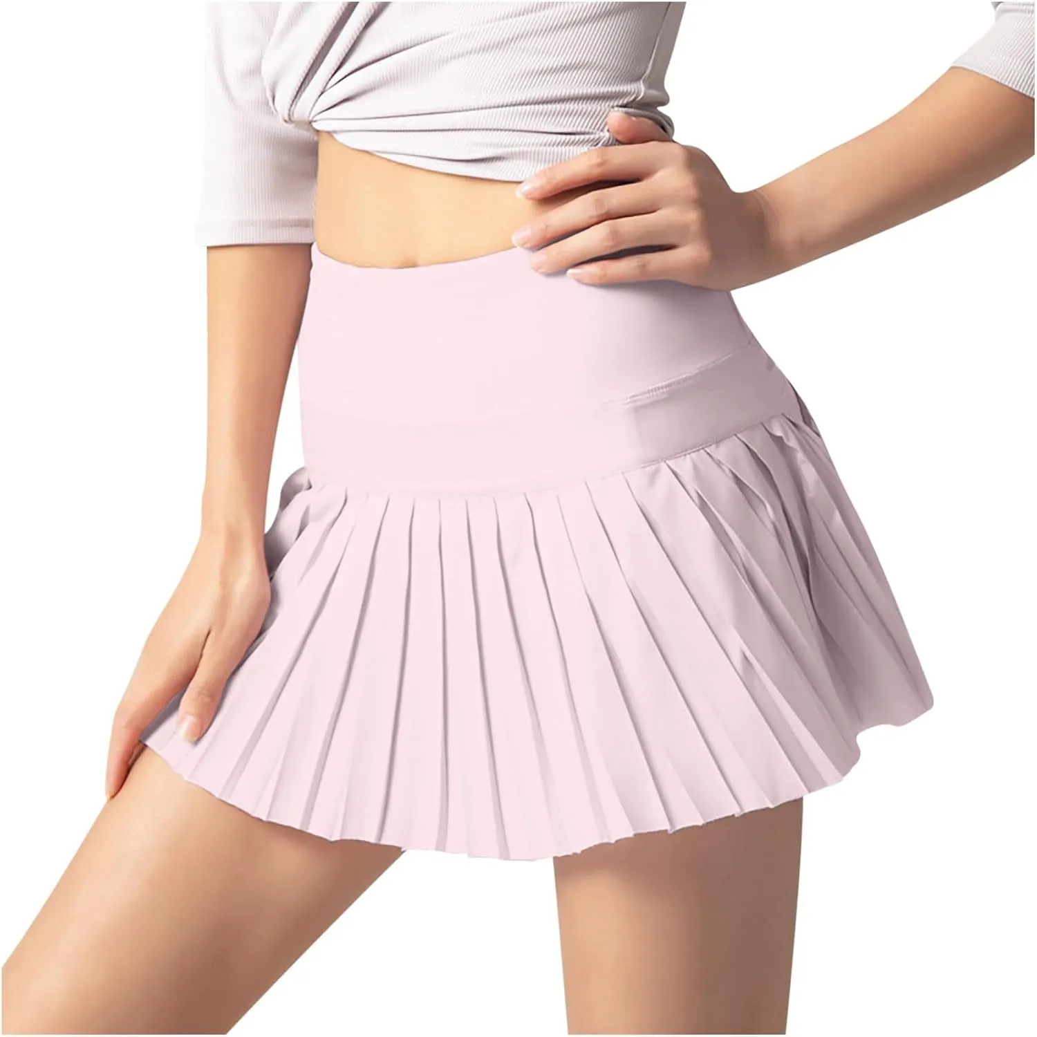 2025 Womens Pleated Tennis Skirts with Bulit-in-Shorts High Waisted Athletic Golf Skorts Skirts Outdoor Sports Shorts