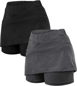 2025 Women's Plus Size Shorts,Women's Knee Length Skorts Skirts Tennis Athletic Golf Causal Skort with Pockets