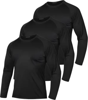 3 Pack Men Long Sleeve Shirts Moisture Wicking UPF Sun Protection Tee Quick Dry Workout T-Shirts Casual Running Shirt