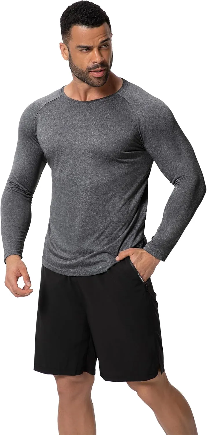 3 Pack Men Long Sleeve Shirts Moisture Wicking UPF Sun Protection Tee Quick Dry Workout T-Shirts Casual Running Shirt
