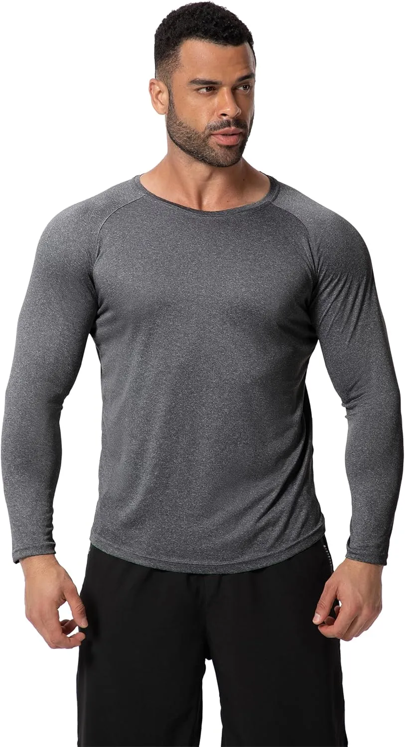 3 Pack Men Long Sleeve Shirts Moisture Wicking UPF Sun Protection Tee Quick Dry Workout T-Shirts Casual Running Shirt