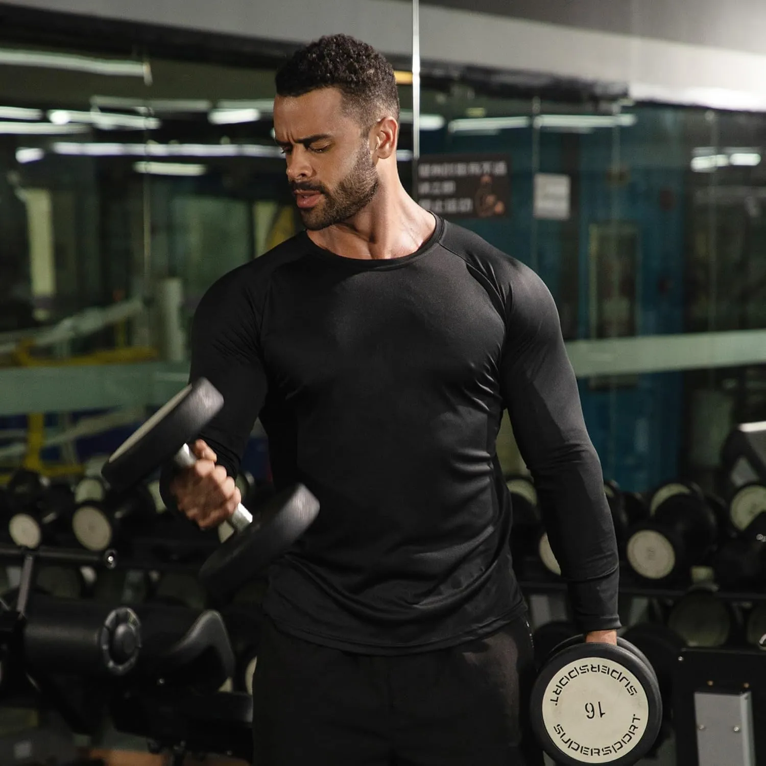 3 Pack Men Long Sleeve Shirts Moisture Wicking UPF Sun Protection Tee Quick Dry Workout T-Shirts Casual Running Shirt