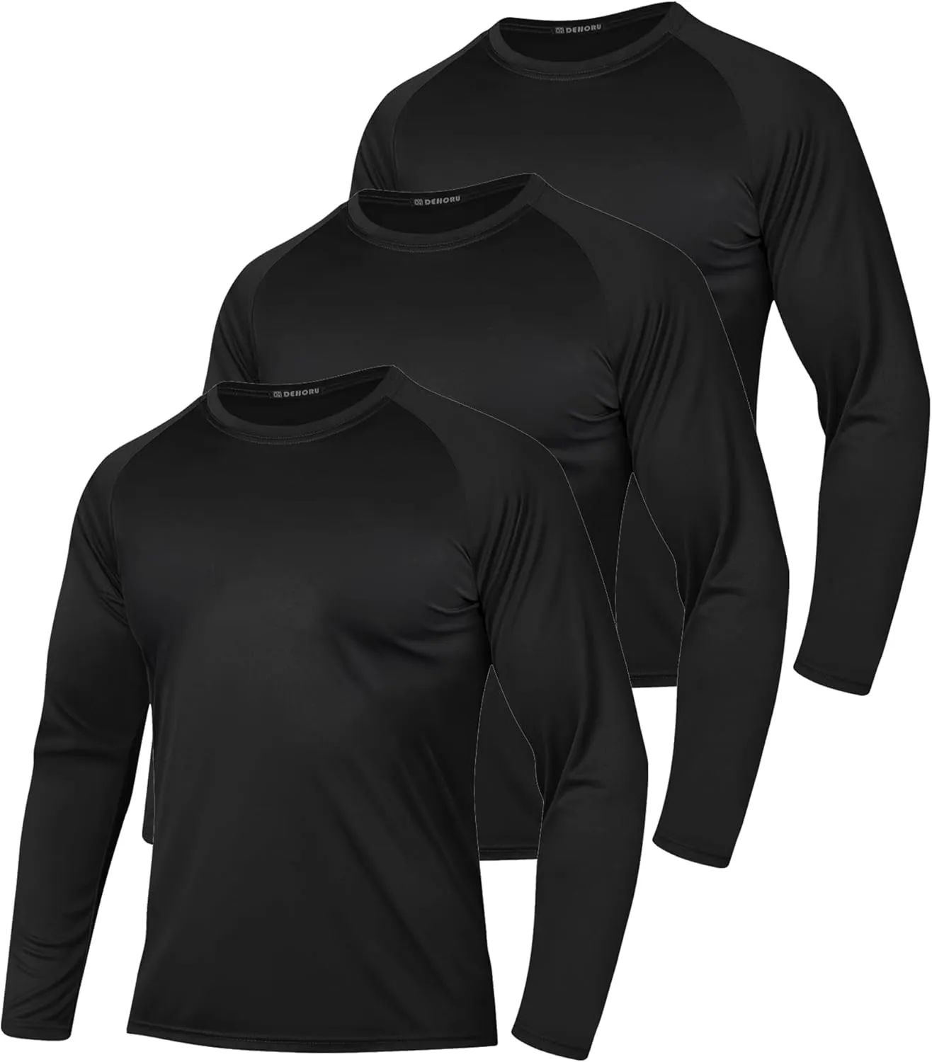 3 Pack Men Long Sleeve Shirts Moisture Wicking UPF Sun Protection Tee Quick Dry Workout T-Shirts Casual Running Shirt