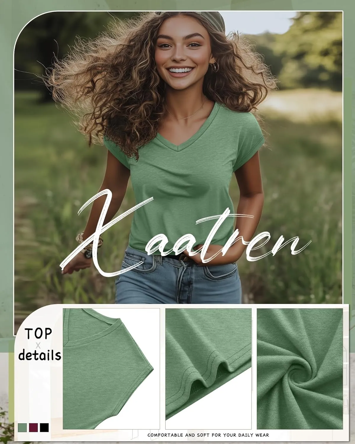 3 Pack Women's Cap Sleeve T Shirts Cotton V Neck Tops Loose Fit Tshirts Soft Basic Casual Summer Tee