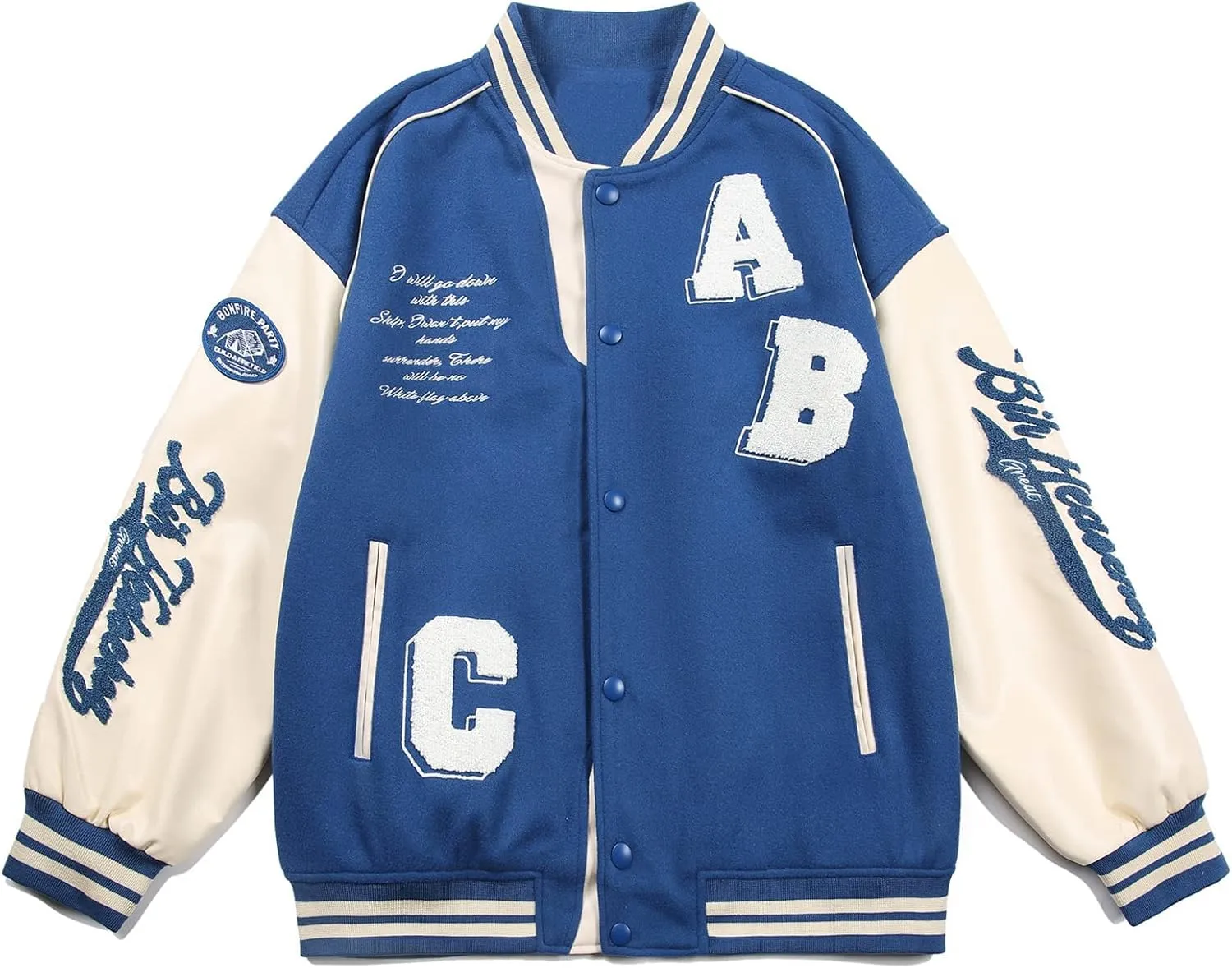 Aelfric Eden Men's Letter Print Varsity Jacket Vintage Graphic Baseball Jacket Unisex Coats Streetwear