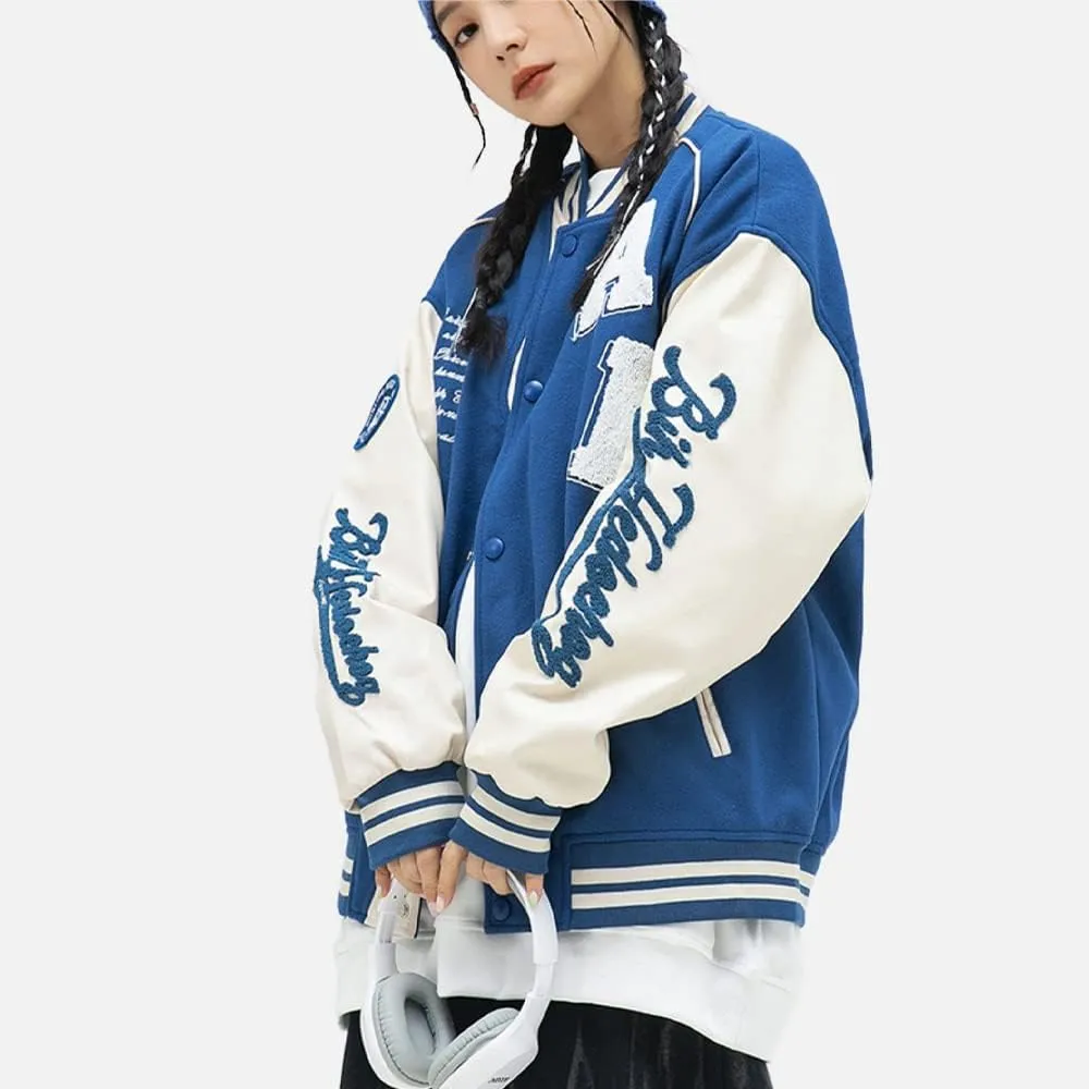 Aelfric Eden Men's Letter Print Varsity Jacket Vintage Graphic Baseball Jacket Unisex Coats Streetwear