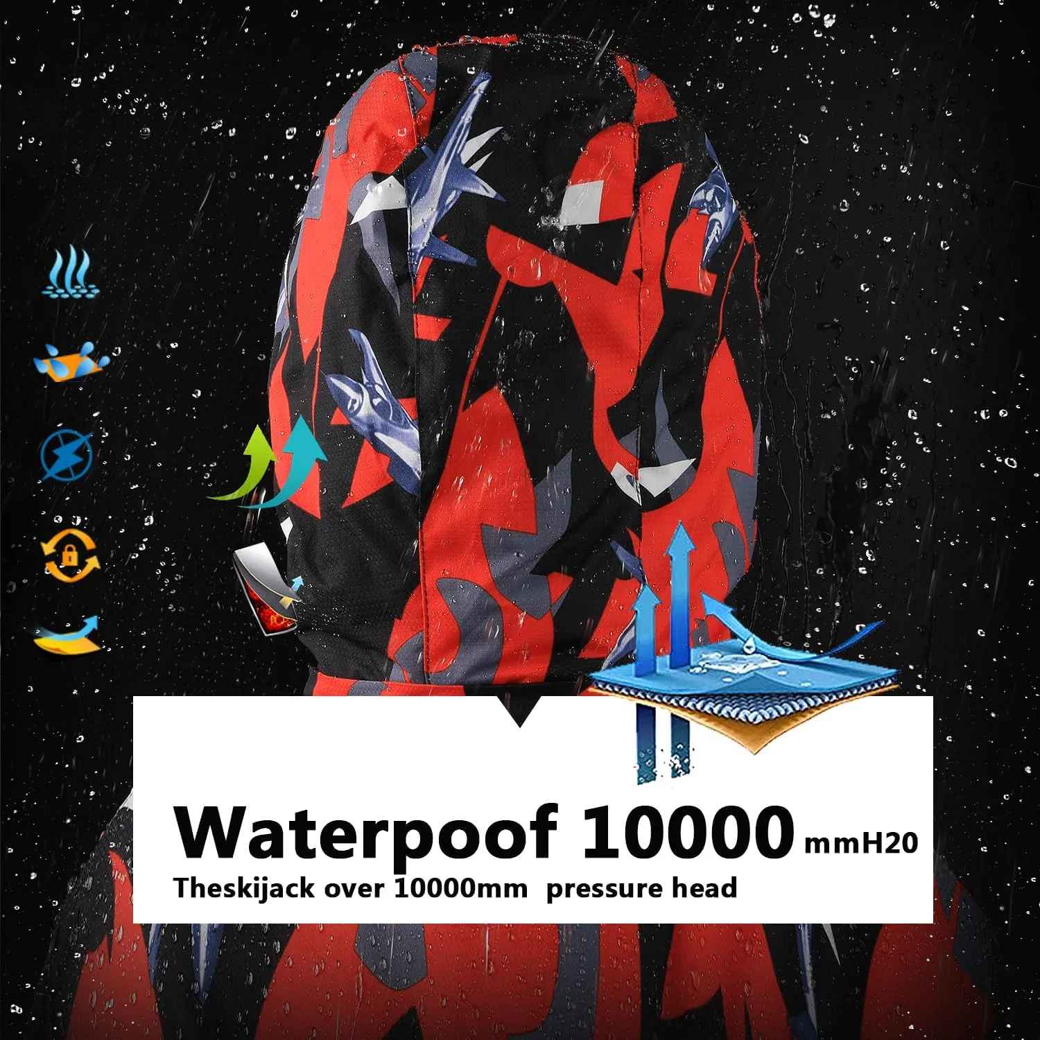AFILOK Boy's Ski Jacket Waterproof Breathable Kids Fleece Lined Windproof Hooded Snowboard Coats