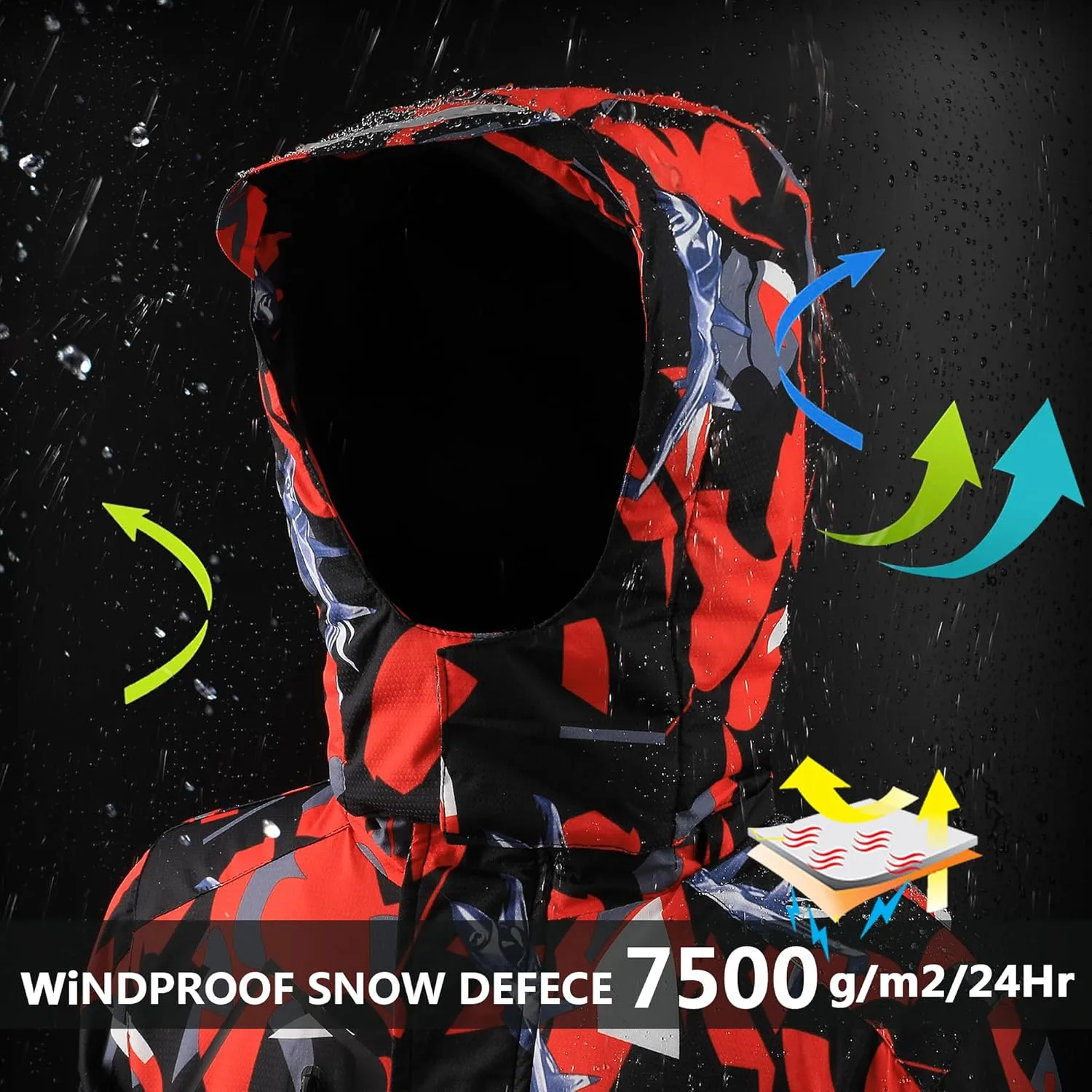AFILOK Boy's Ski Jacket Waterproof Breathable Kids Fleece Lined Windproof Hooded Snowboard Coats