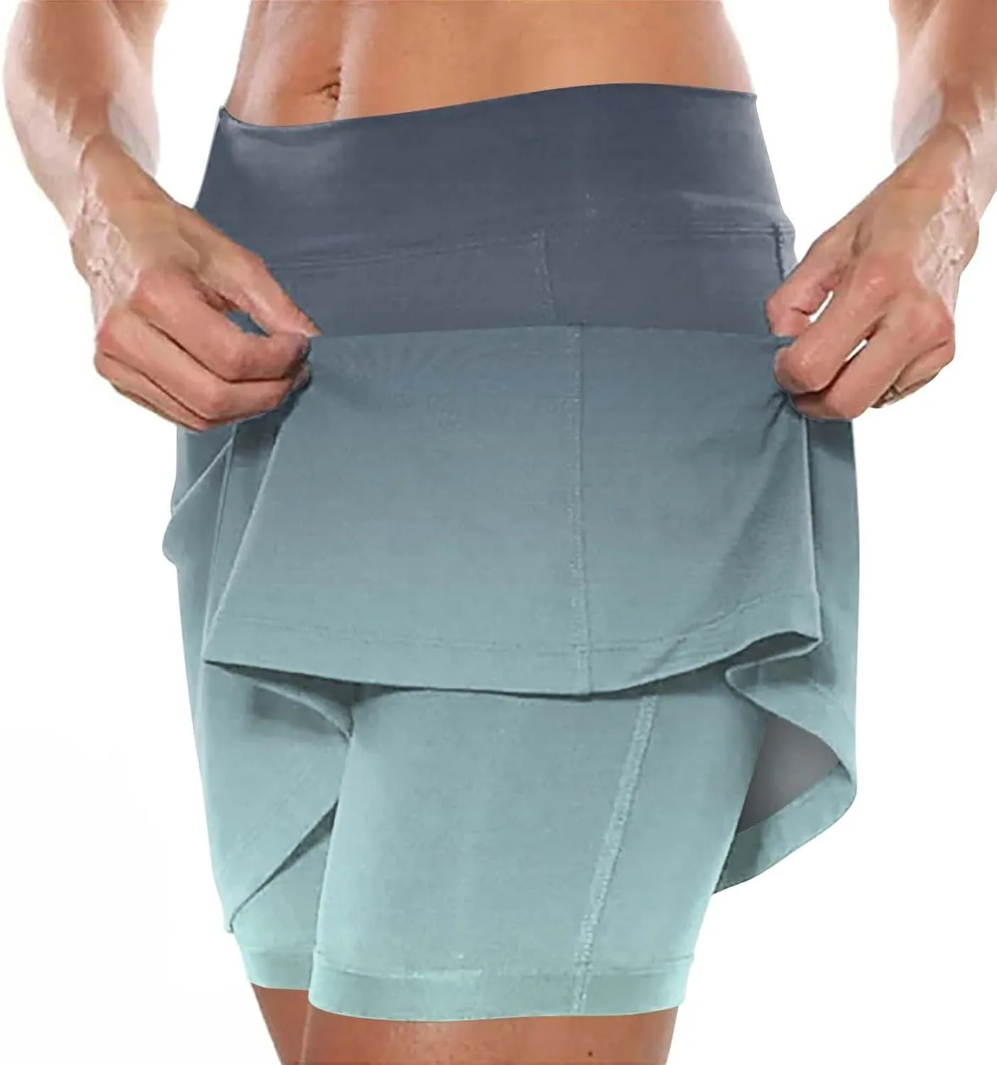 aihihe Blue Golf Skirts for Women Pleated Skorts for Women with Pockets Plus Size Shorts for Curvy Women