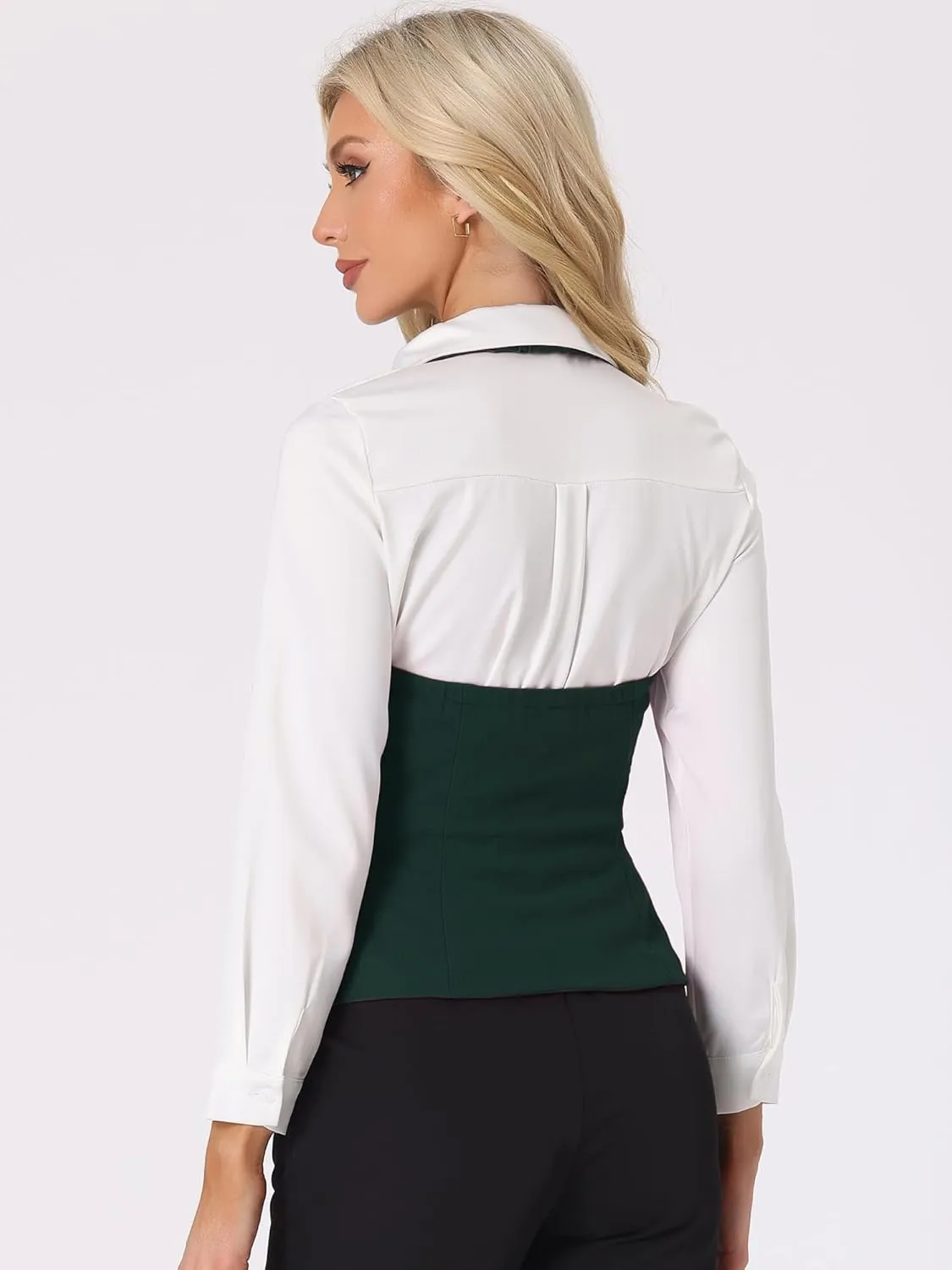 Allegra K Women's Waistcoat Halter Neck Vintage Sleeveless Button Down Dressy Suit Vest Jacket