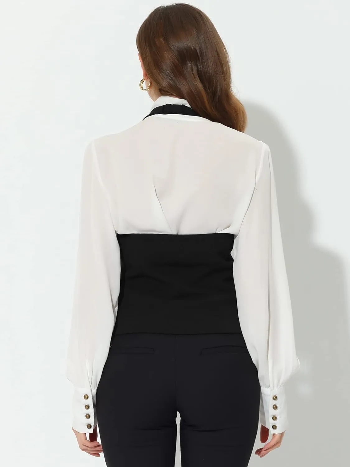 Allegra K Women's Waistcoat Halter Neck Vintage Sleeveless Button Down Dressy Suit Vest Jacket