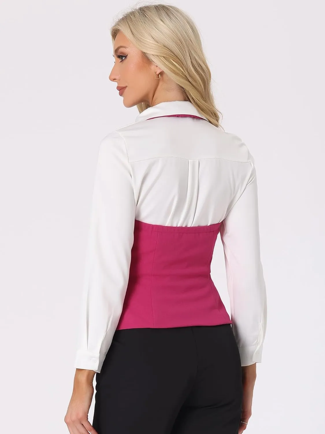 Allegra K Women's Waistcoat Halter Neck Vintage Sleeveless Button Down Dressy Suit Vest Jacket