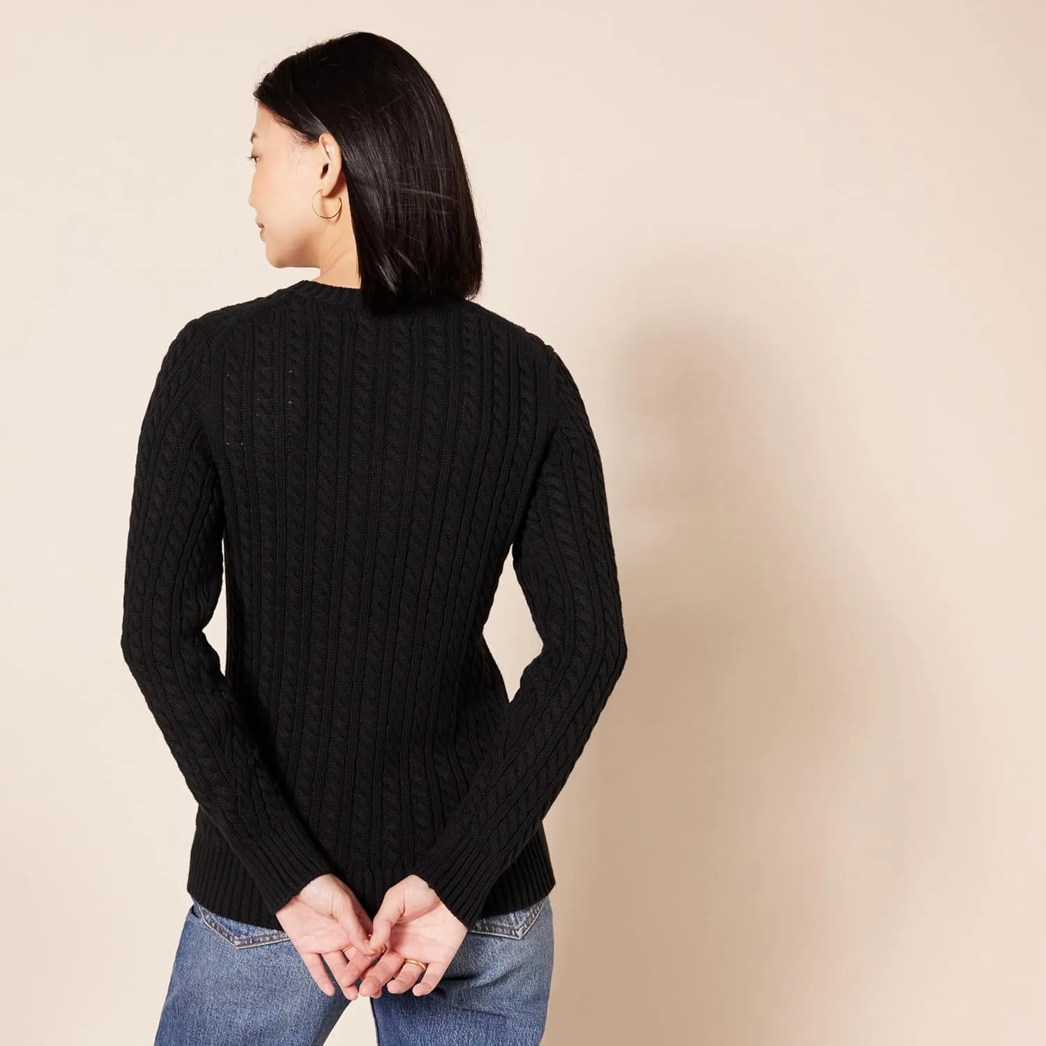 Amazon Essentials Women's Fisherman Cable Long-Sleeve Crewneck Sweater (Available in Plus Size)
