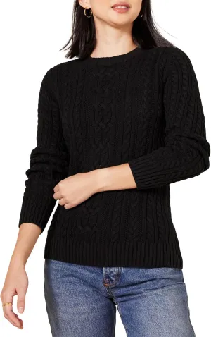 Amazon Essentials Women's Fisherman Cable Long-Sleeve Crewneck Sweater (Available in Plus Size)