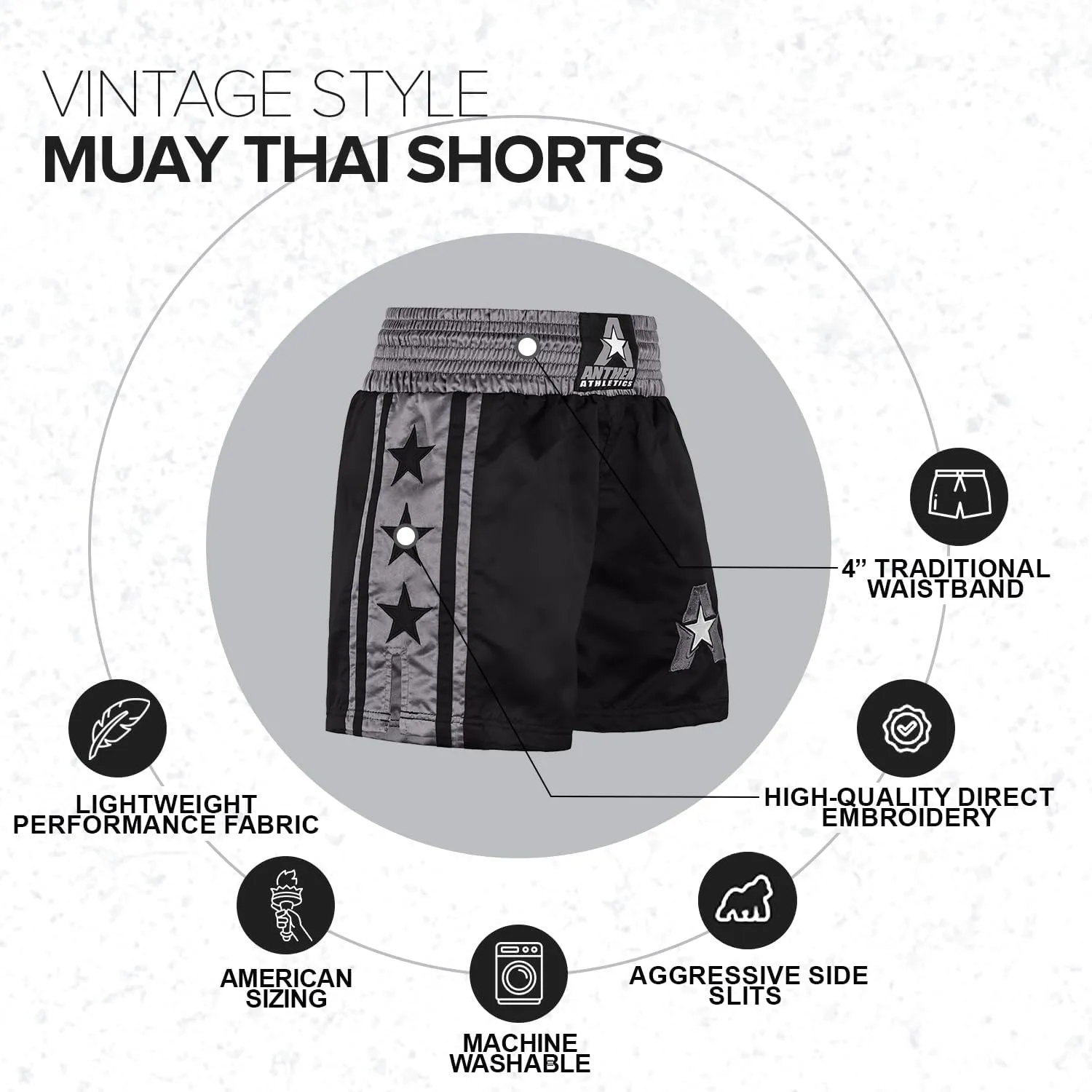 Anthem Athletics Muay Thai Shorts Men, Muay Thai Shorts Women - Kickboxing Short Boxing Trunks 5050 Classic Infinity Resolute