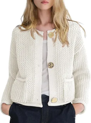 Arssm Womens Cardigan Sweaters 2024 V Neck Long Sleeve Sweater Button Down Knit Sweater Top with Pockets
