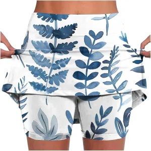 Athletic Skirt Built in Short Womens Floral Print Golf Tennis Skorts High Waisted Tummy Control Knee Length Skort