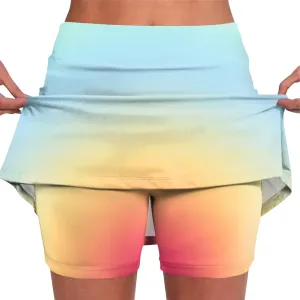Athletic Skorts for Woman Hight Waist Solid/Gradient Skirts Elastic Tennis Yoga Shorts Tummy Control Skinny Joggers