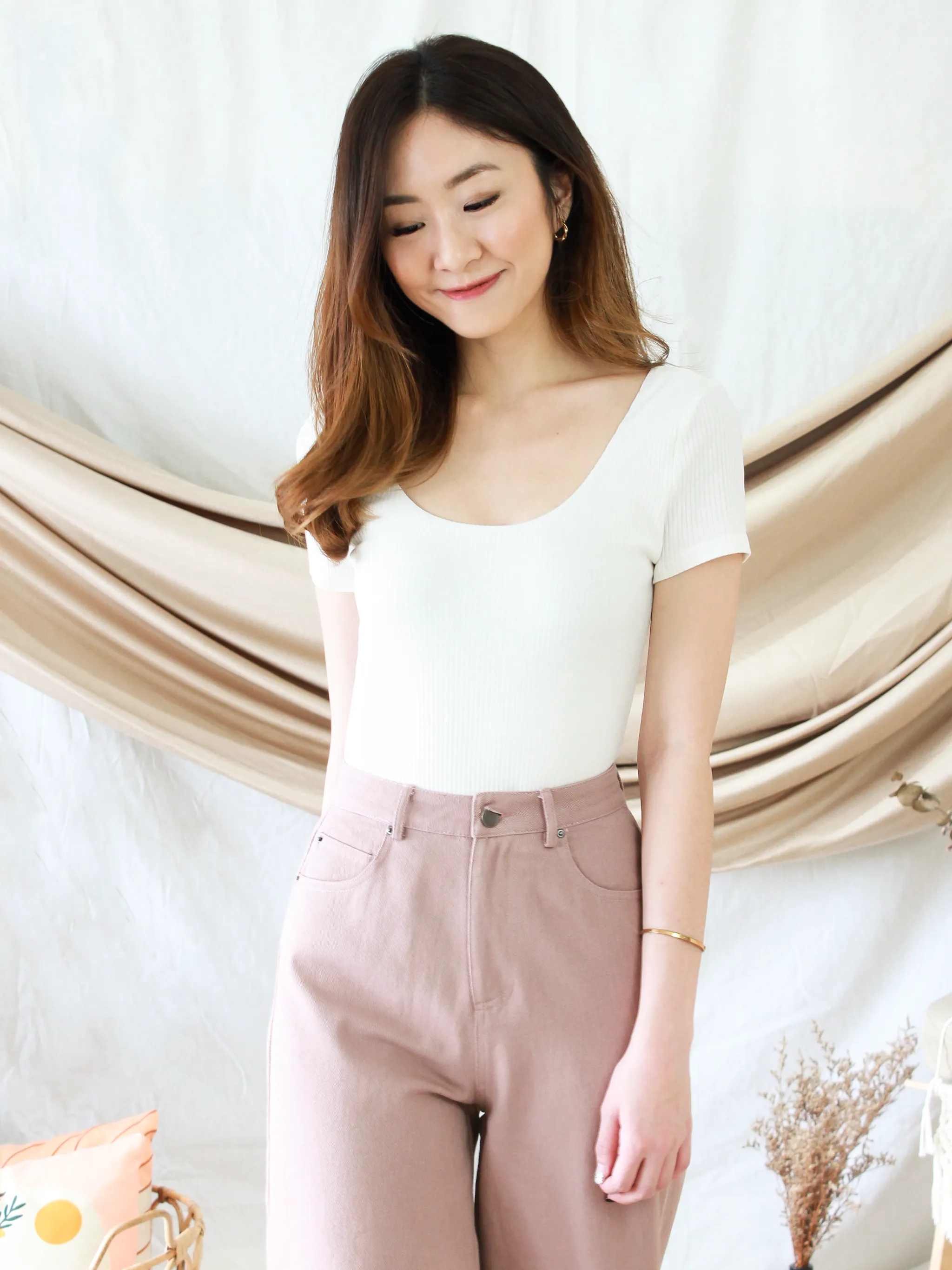 Austin Scoop-back Sleeved Bodysuit in White