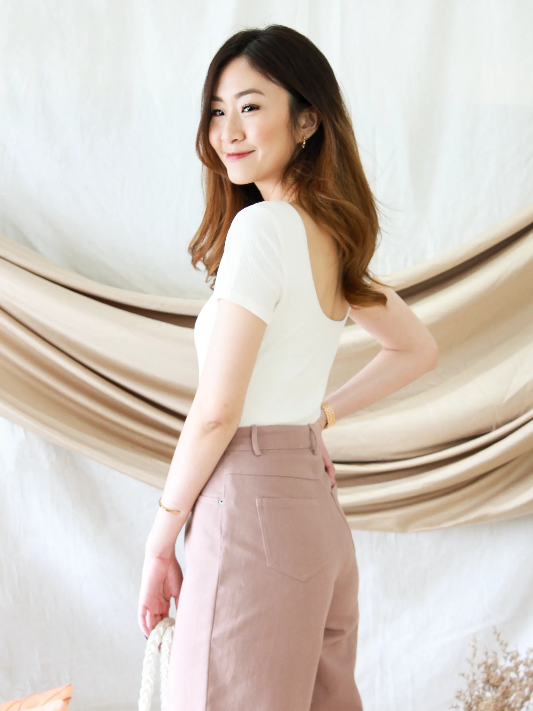 Austin Scoop-back Sleeved Bodysuit in White