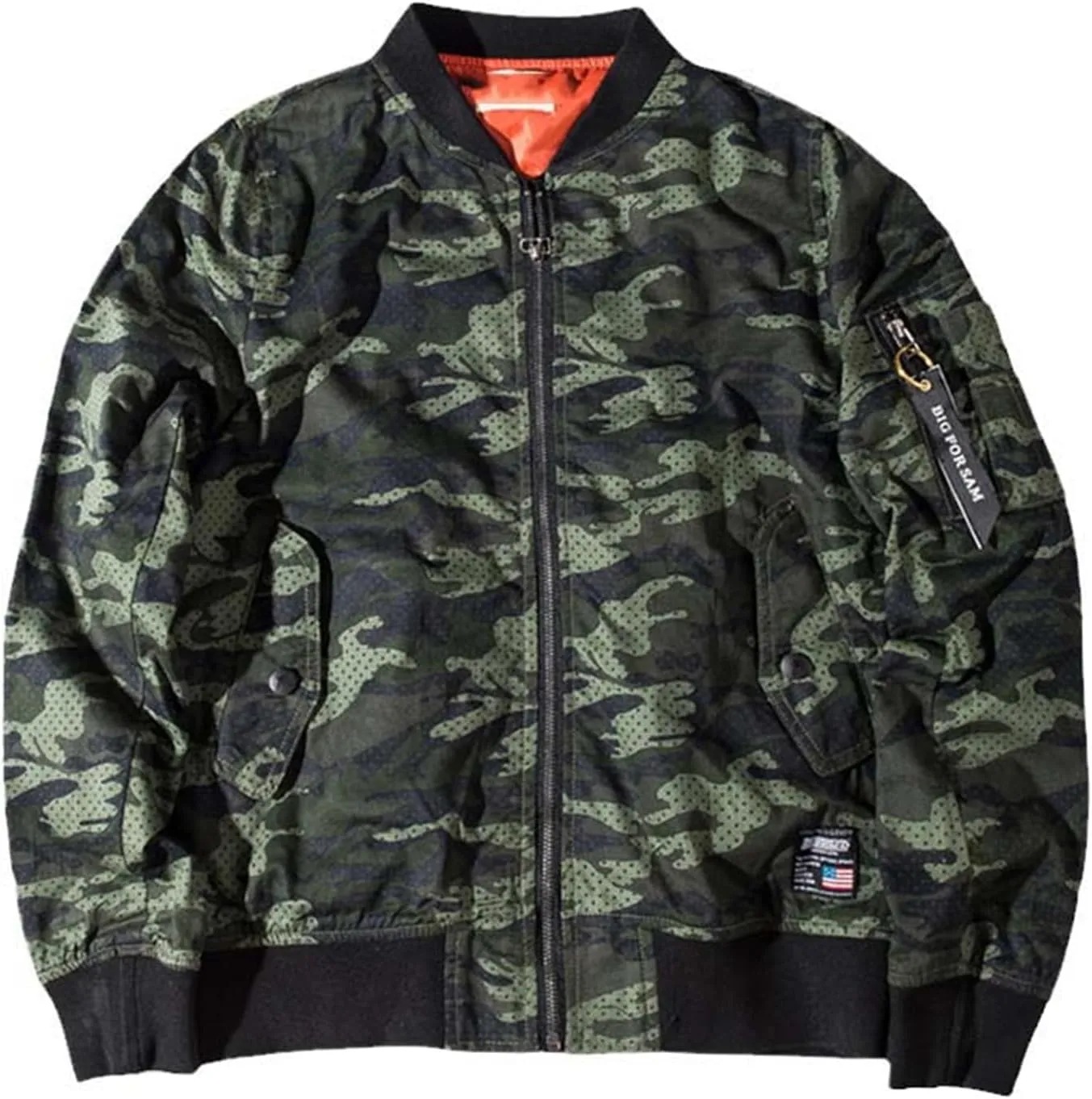 Autumn Winter Vintage Stand Up Collar Men Jacket Cotton Padded Camo1 Male Coat Baseball Camo