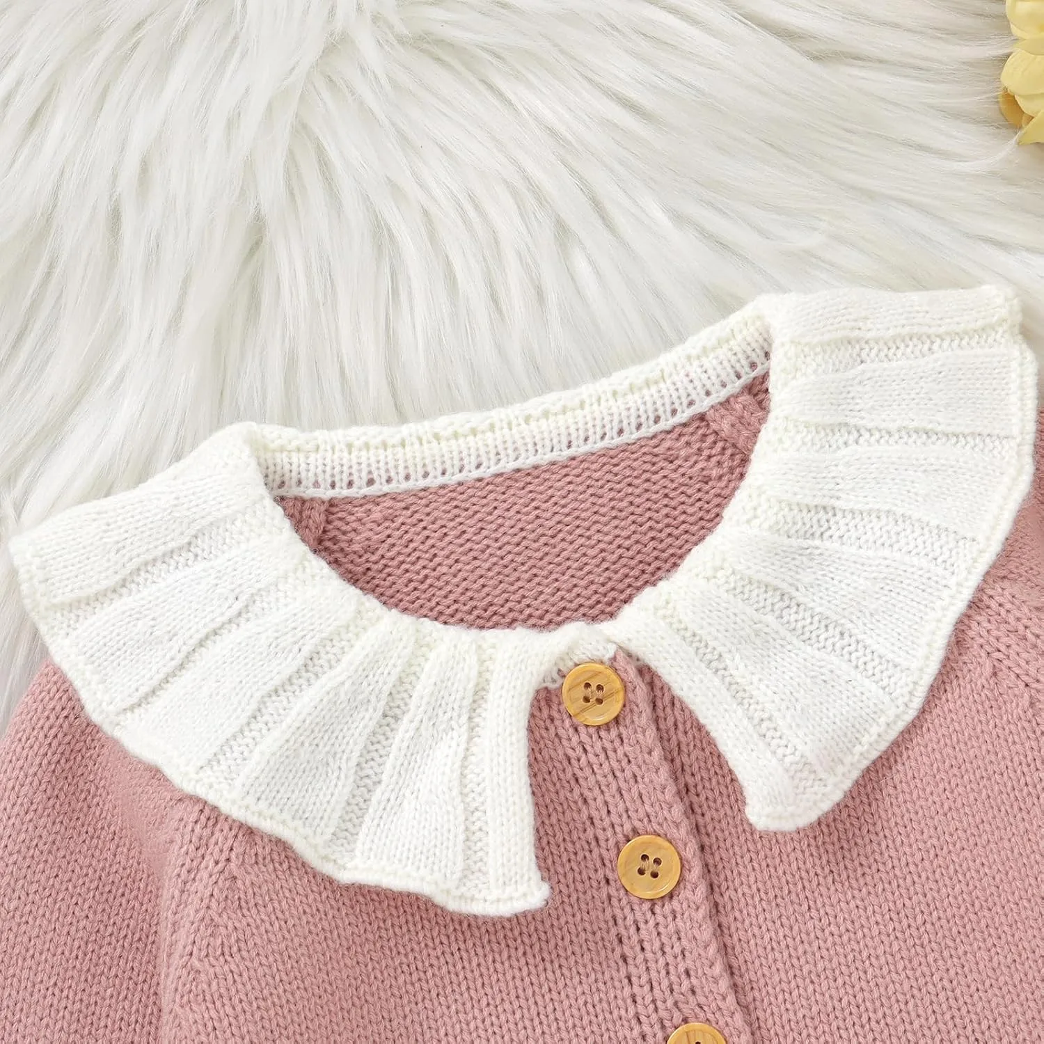 Baby Girl Cardigan Knit Sweater Animal Embroidery Chunky Coat Doll Collar Knitwear Toddler Infant Spring Clothes