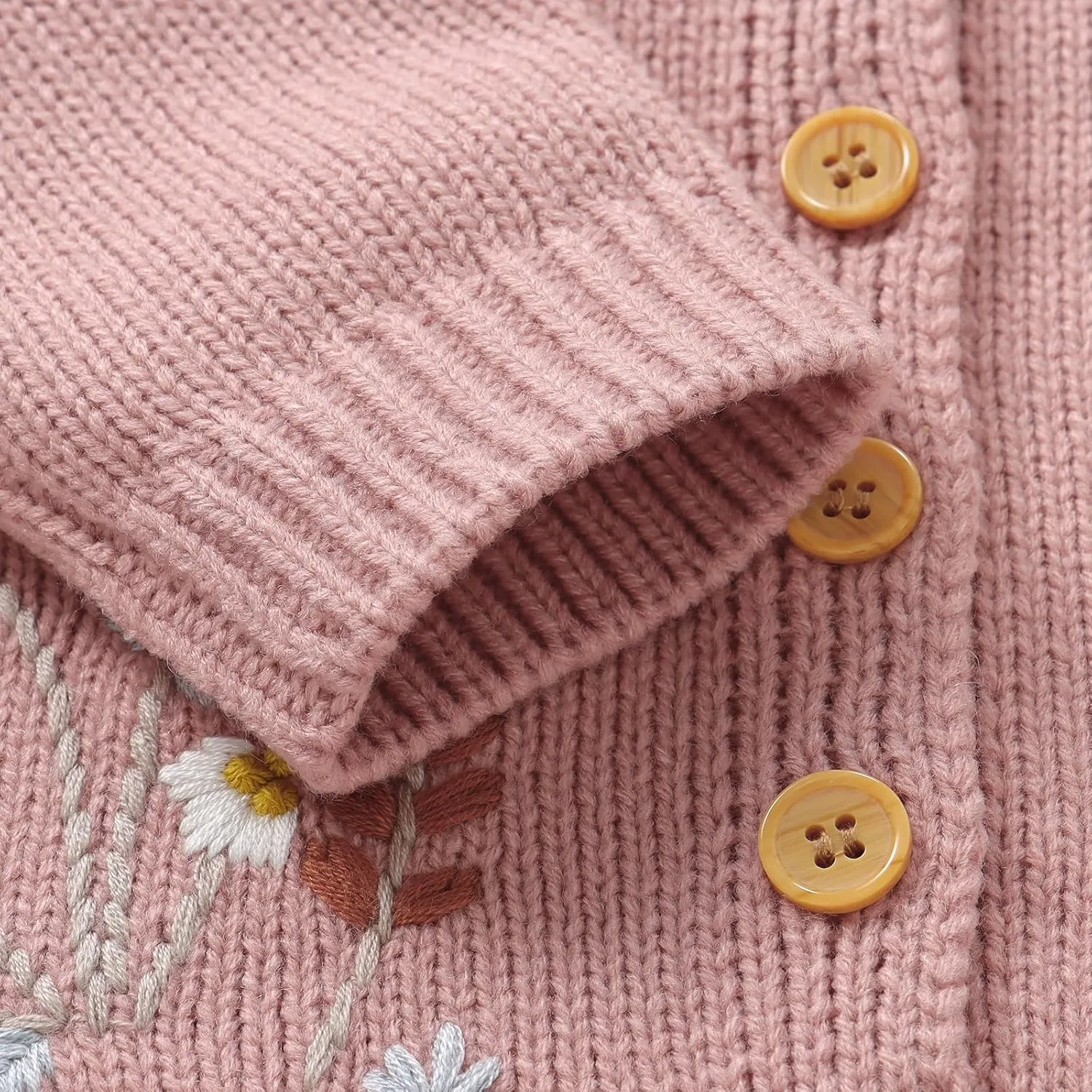 Baby Girl Cardigan Knit Sweater Animal Embroidery Chunky Coat Doll Collar Knitwear Toddler Infant Spring Clothes