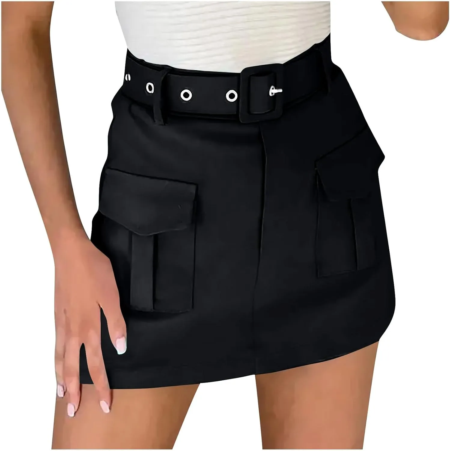 Baggy Shorts Women High Waisted Fashionable Pocket Belt Decoration Short Skirt Pants Summer Outfits for Women 2025