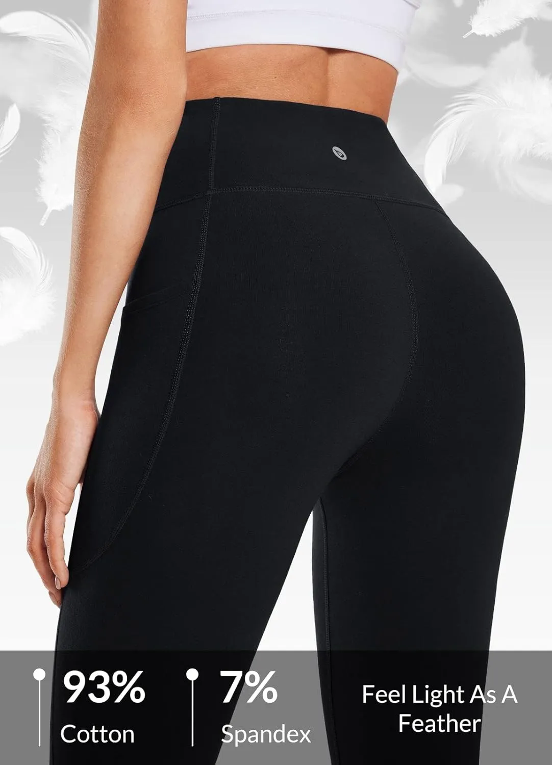 baleaf Women's Knee Length Cotton Capri Leggings with Pockets, High Waisted Casual Summer Yoga Workout Exercise Pants