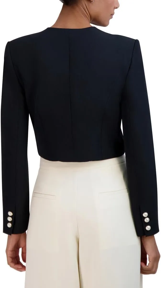 BCBGMAXAZRIA Women's Round Neck Relaxed Style Corset Jacket