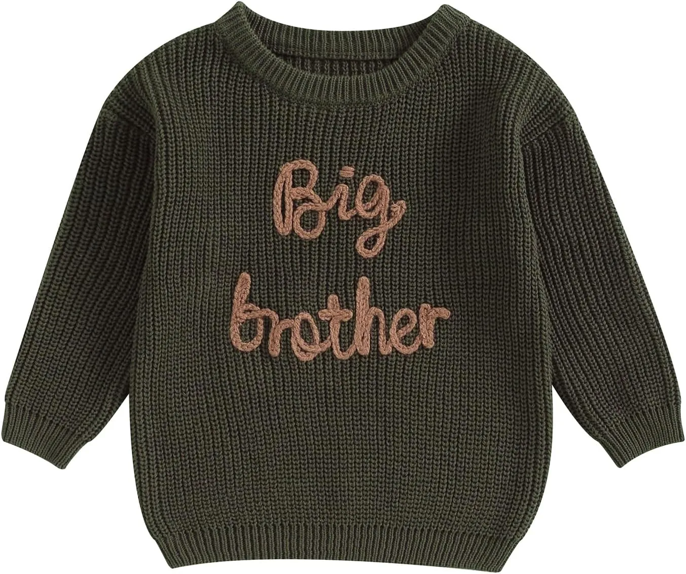 Big Brother Little Brother Matching Sweaters Baby Boy Letter Embroidery Crew Neck Long Sleeve Knitted Pullovers