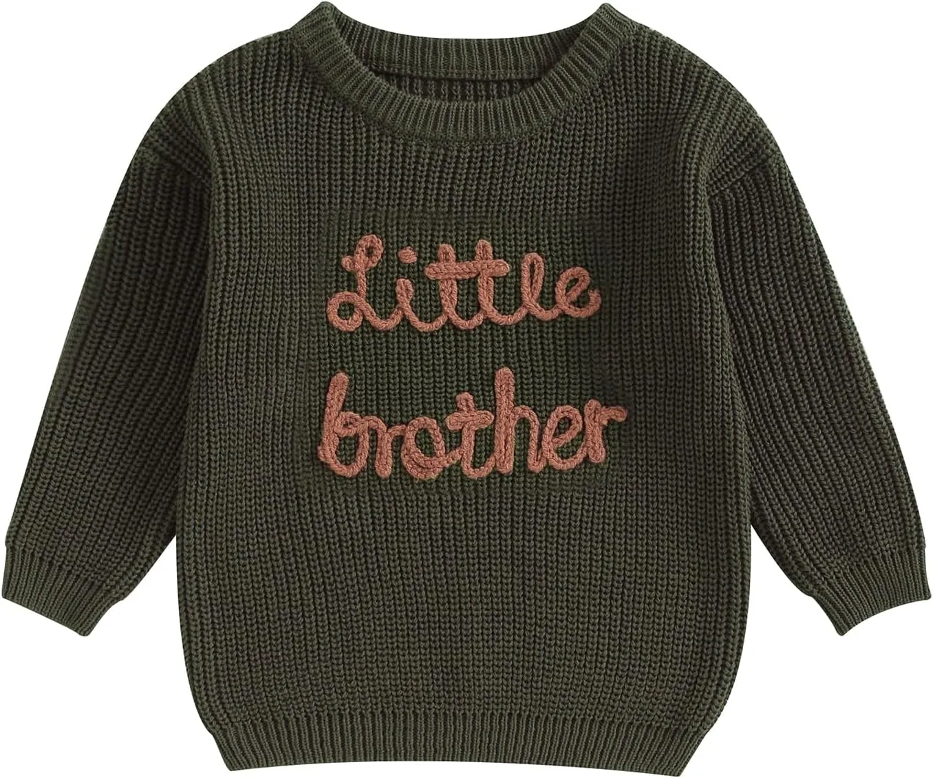 Big Brother Little Brother Matching Sweaters Baby Boy Letter Embroidery Crew Neck Long Sleeve Knitted Pullovers