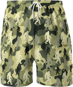 Bigfoot Men's Quick Dry - Sasquatch Hawaiian Shorts for Men - Beach Shorts Swim Trunks Set 14 (TND-LN-14)