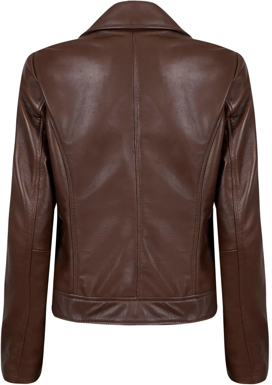 Biker Style Vintage Leather Jacket Women - Casual Motorcycle Zip-Up Lightweight Coat Collar Women Leather Jacket