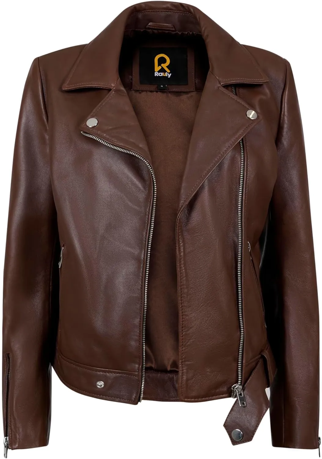 Biker Style Vintage Leather Jacket Women - Casual Motorcycle Zip-Up Lightweight Coat Collar Women Leather Jacket