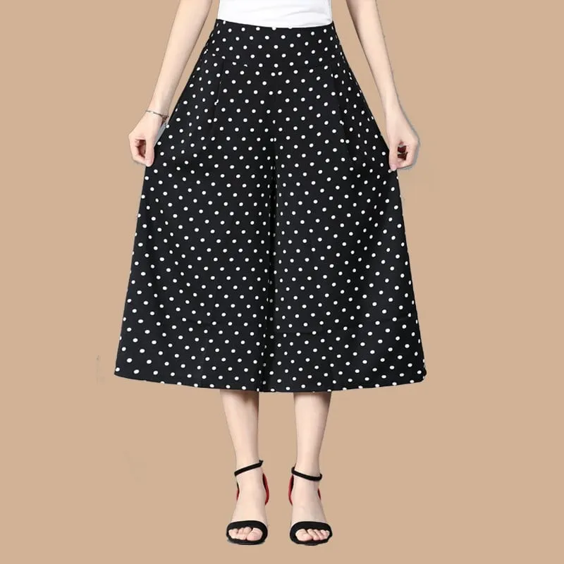 BUY 2 FREE SHIPPINGWomen's High Elastic Waist Pleated Chiffon Wide Leg Culottes