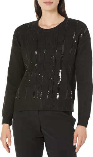 Calvin Klein Women's Sequin Crew Neck Long Sleeve Sweater