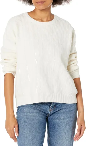 Calvin Klein Women's Sequin Crew Neck Long Sleeve Sweater