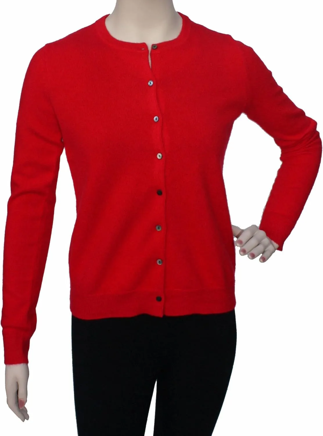 Cashmere Boutique 100% Pure Cashmere Women Cardigan Sweater - Round Neck, Long Sleeve, Button Down, Soft and Warm Sweater