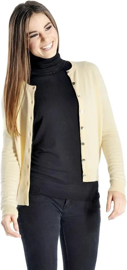 Cashmere Boutique 100% Pure Cashmere Women Cardigan Sweater - Round Neck, Long Sleeve, Button Down, Soft and Warm Sweater