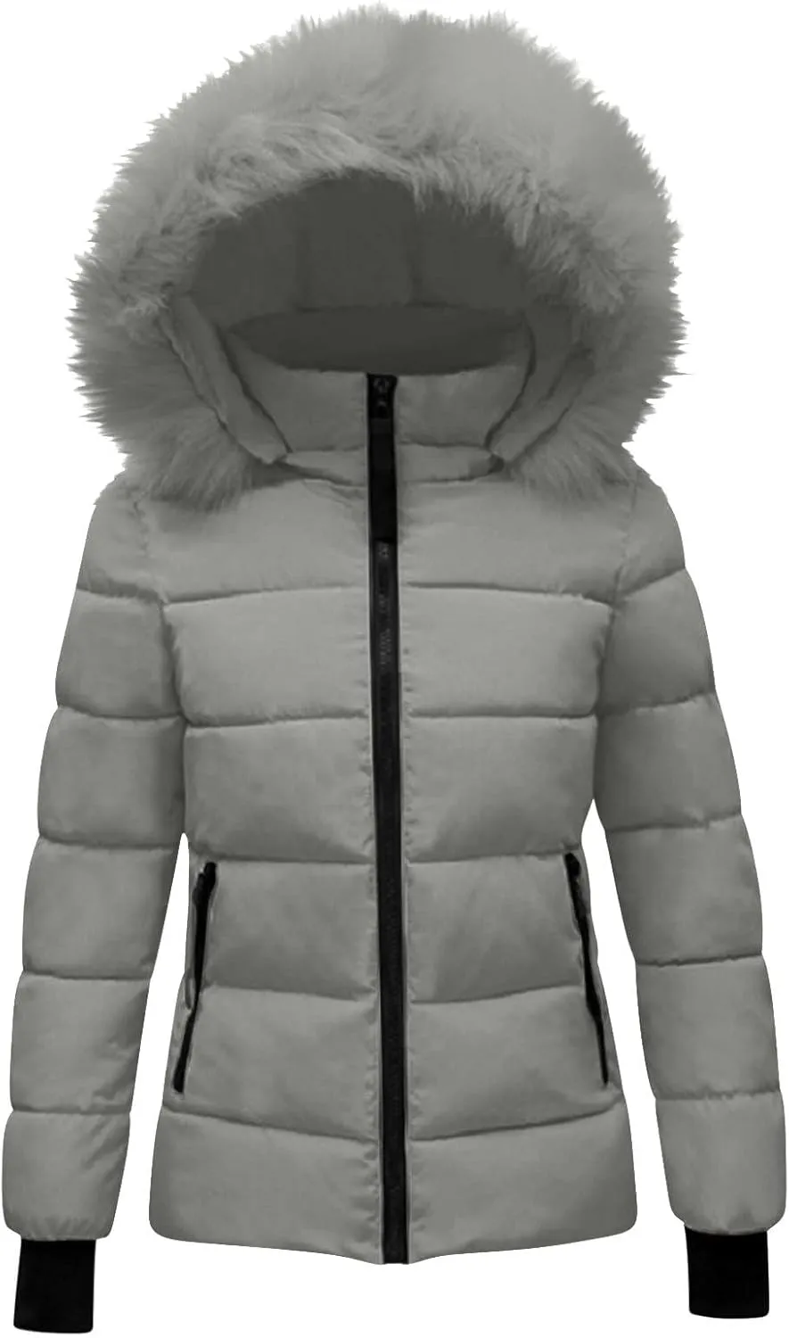 Ceboyel Womens Warm Winter Puffer Coats 2024 Trendy Hooded Jackets Thicken Down Coat With Hood Fur Lightweight