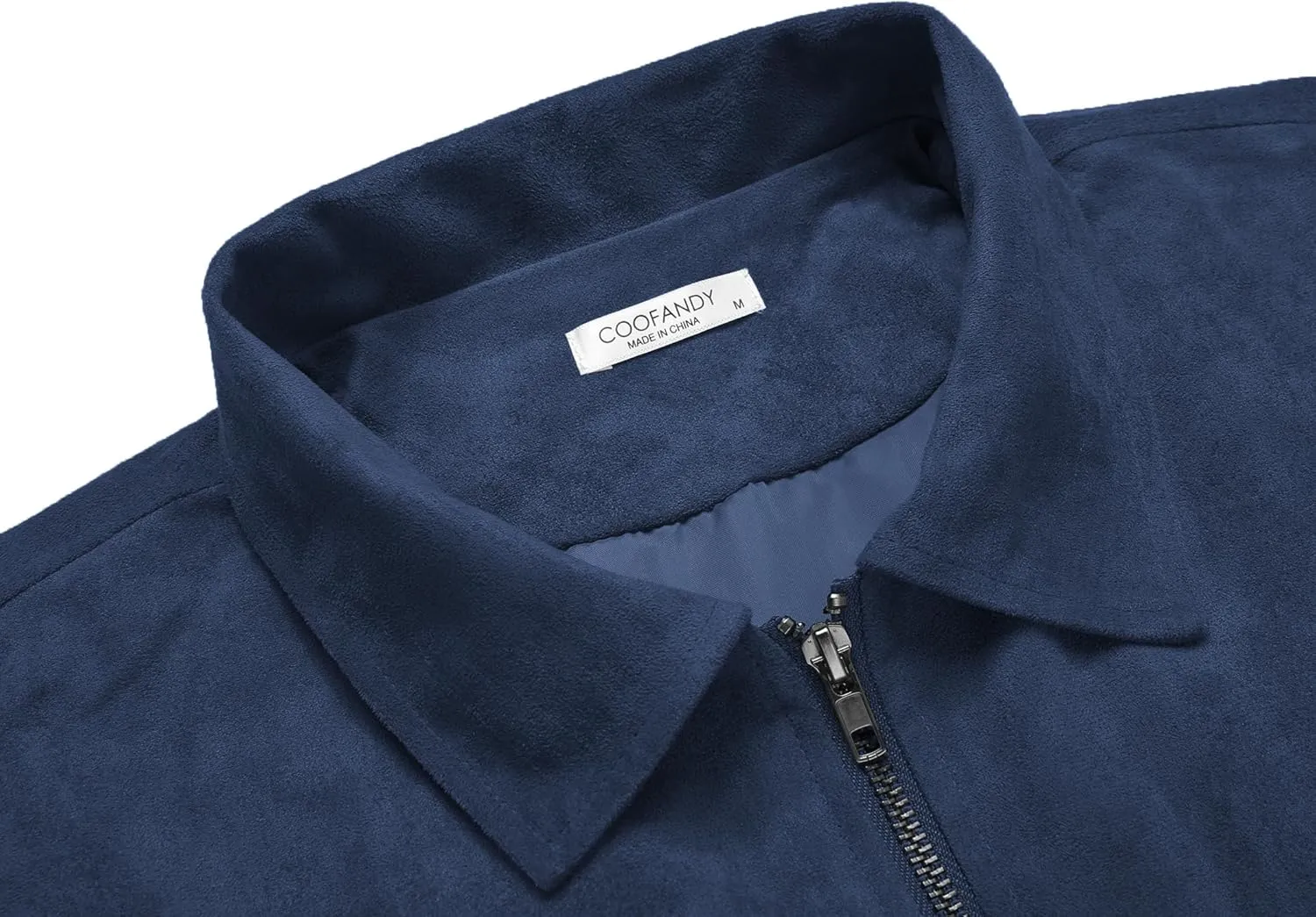 COOFANDY Men's Casual Suede Bomber Jacket Lightweight Full Zip Up Jackets Vintage Faux Leather Jacket