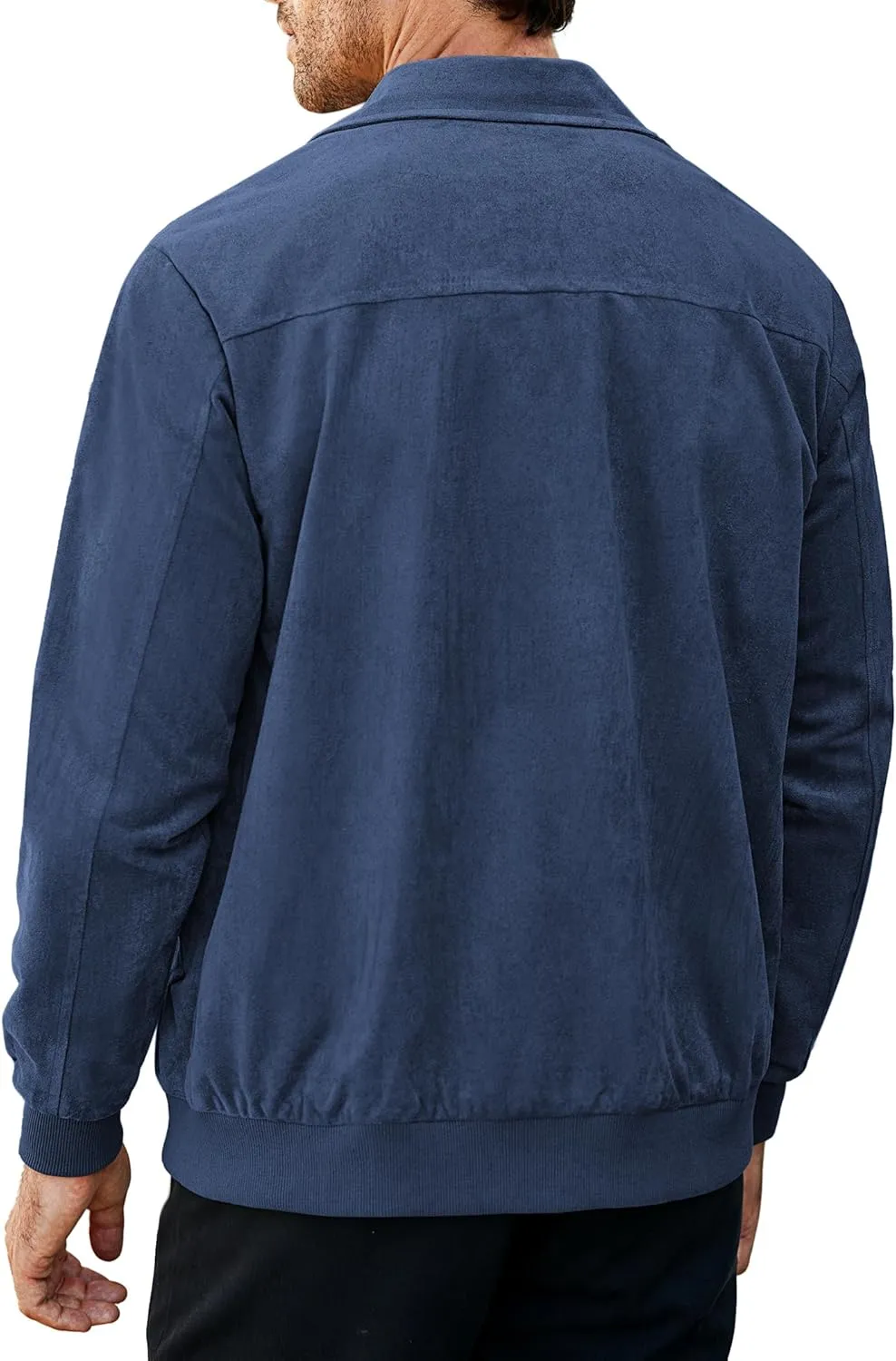 COOFANDY Men's Casual Suede Bomber Jacket Lightweight Full Zip Up Jackets Vintage Faux Leather Jacket