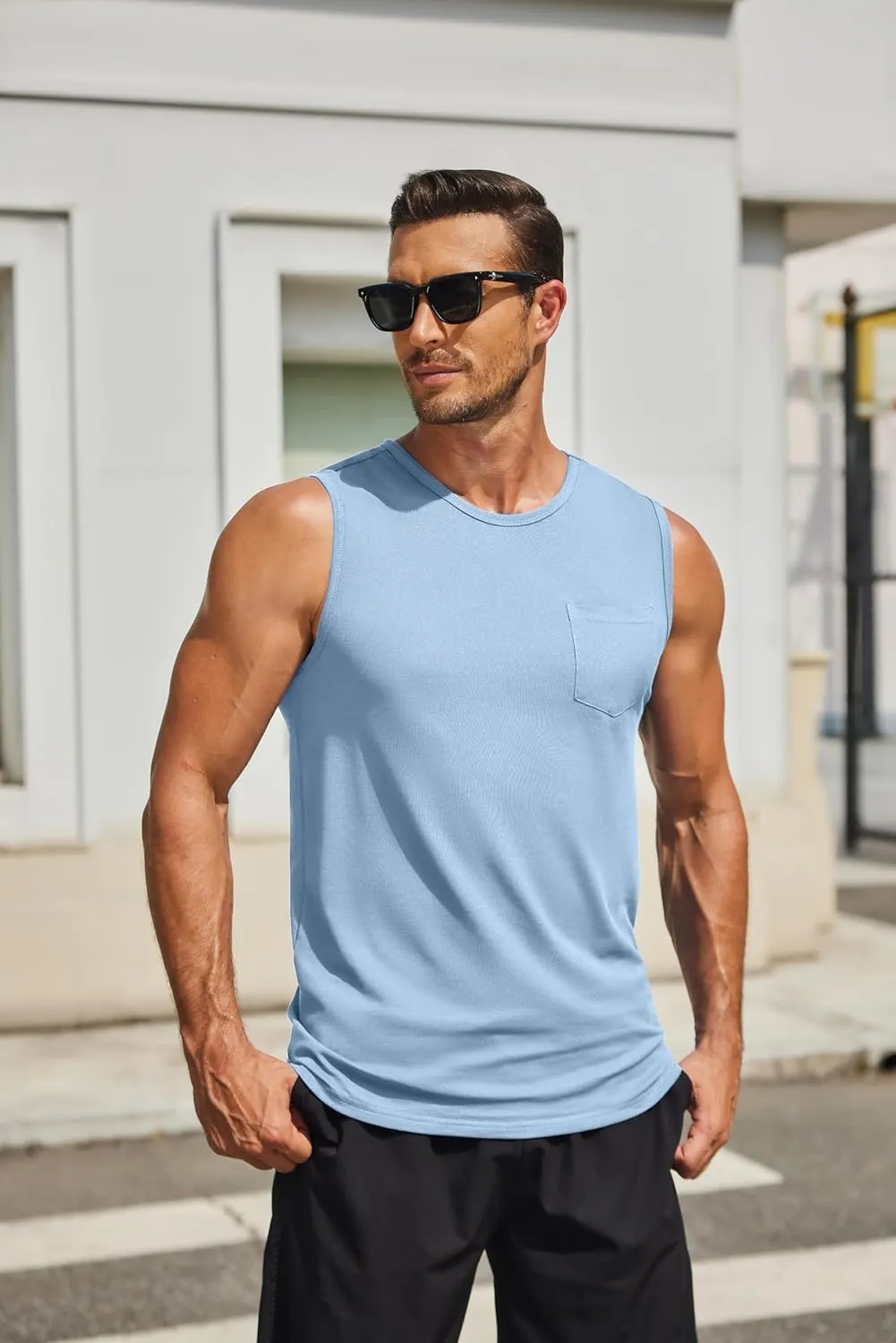 COOFANDY Men's Casual Tank Tops Quick Dry Sleeveless Shirts Cotton Pique Summer Shirt 2 Pack Muscle Tee