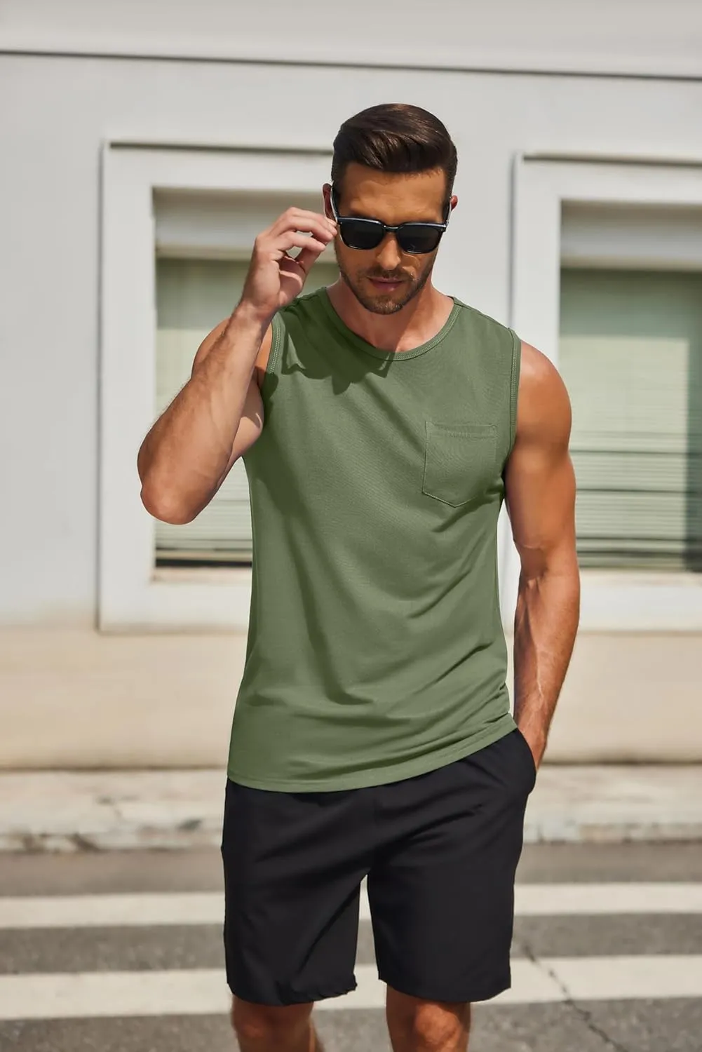 COOFANDY Men's Casual Tank Tops Quick Dry Sleeveless Shirts Cotton Pique Summer Shirt 2 Pack Muscle Tee