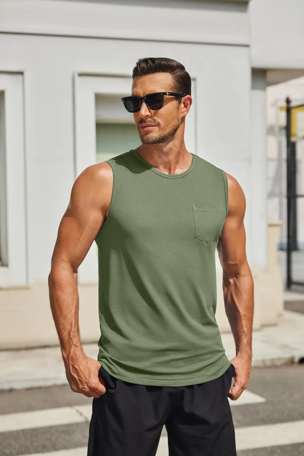 COOFANDY Men's Casual Tank Tops Quick Dry Sleeveless Shirts Cotton Pique Summer Shirt 2 Pack Muscle Tee