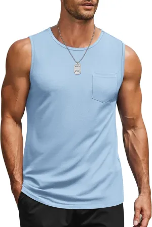 COOFANDY Men's Casual Tank Tops Quick Dry Sleeveless Shirts Cotton Pique Summer Shirt 2 Pack Muscle Tee