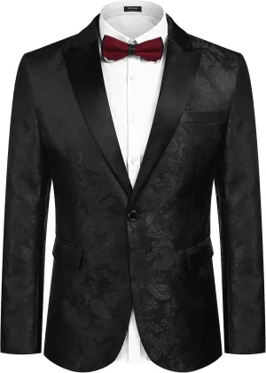 COOFANDY Men's Floral Paisley Formal Tuxedo Suit Jacket Dress Dinner Party Prom Weeding Blazer