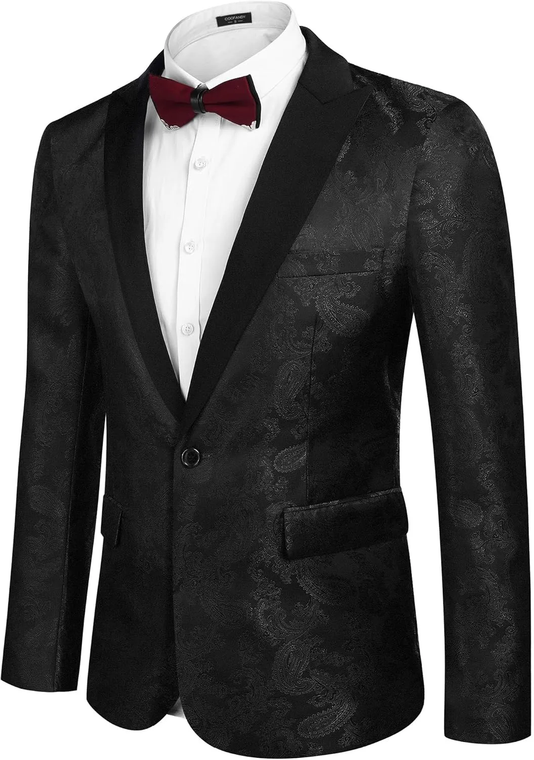 COOFANDY Men's Floral Paisley Formal Tuxedo Suit Jacket Dress Dinner Party Prom Weeding Blazer